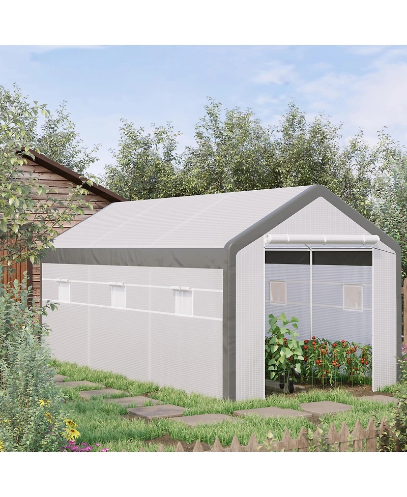 Outsunny Walk-in house with Windows Roll Up Door 20' x 10' x 9',