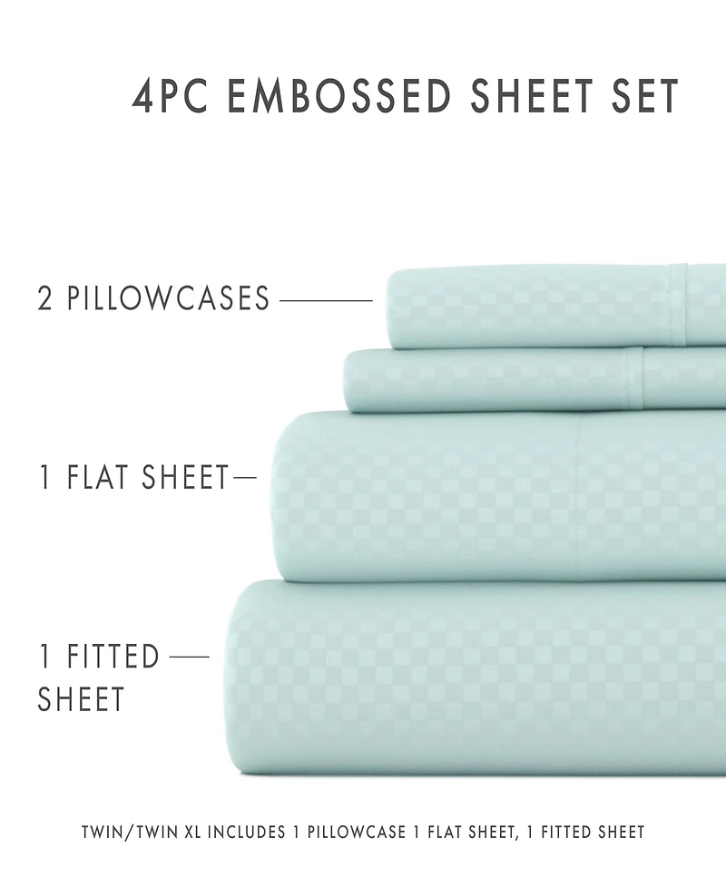 ienjoy Home Expressed Embossed Checkered 4-Pc. Sheet Set, California King