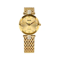 Facet Strass Swiss Gold Plated Ladies 30mm Watch