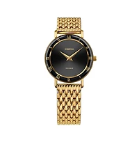 Roma Swiss Gold Plated Ladies 30mm Watch - Black Dial