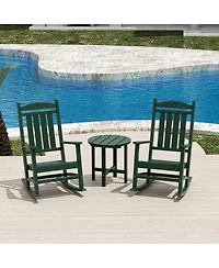 WestinTrends 3 Piece Outdoor Porch Rocking Chairs with Round Side Table Set