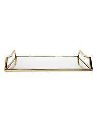 Classic Touch Oblong Mirror Serving Tray with Handles