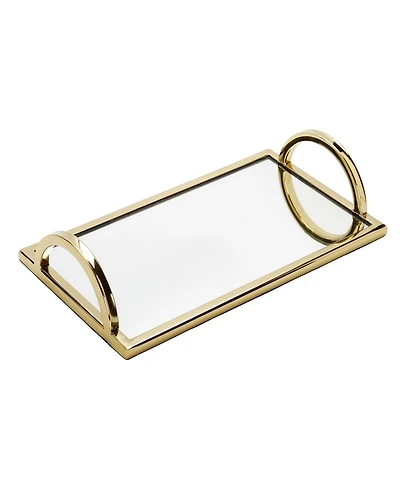 Classic Touch Rectangular Mirror Tray with Handles