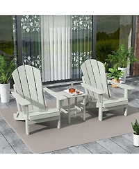 WestinTrends 3 Piece Set Outdoor Folding Adirondack Chairs with Side Table