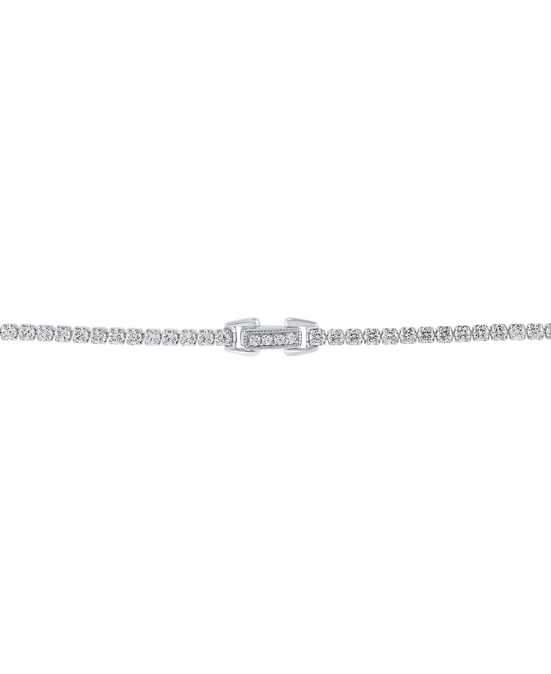 Arabella Cultured Freshwater Pearl (9x11mm) & Cubic Zirconia 17" Collar Necklace in Sterling Silver