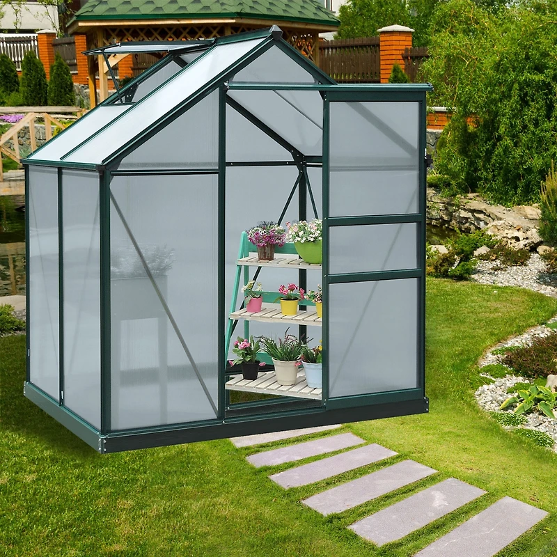 Outsunny 6' x 4' x 7' Large Polycarbonate Walk-in house,