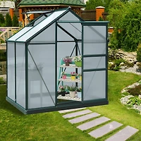 Outsunny 6' x 4' x 7' Large Polycarbonate Walk-in house,