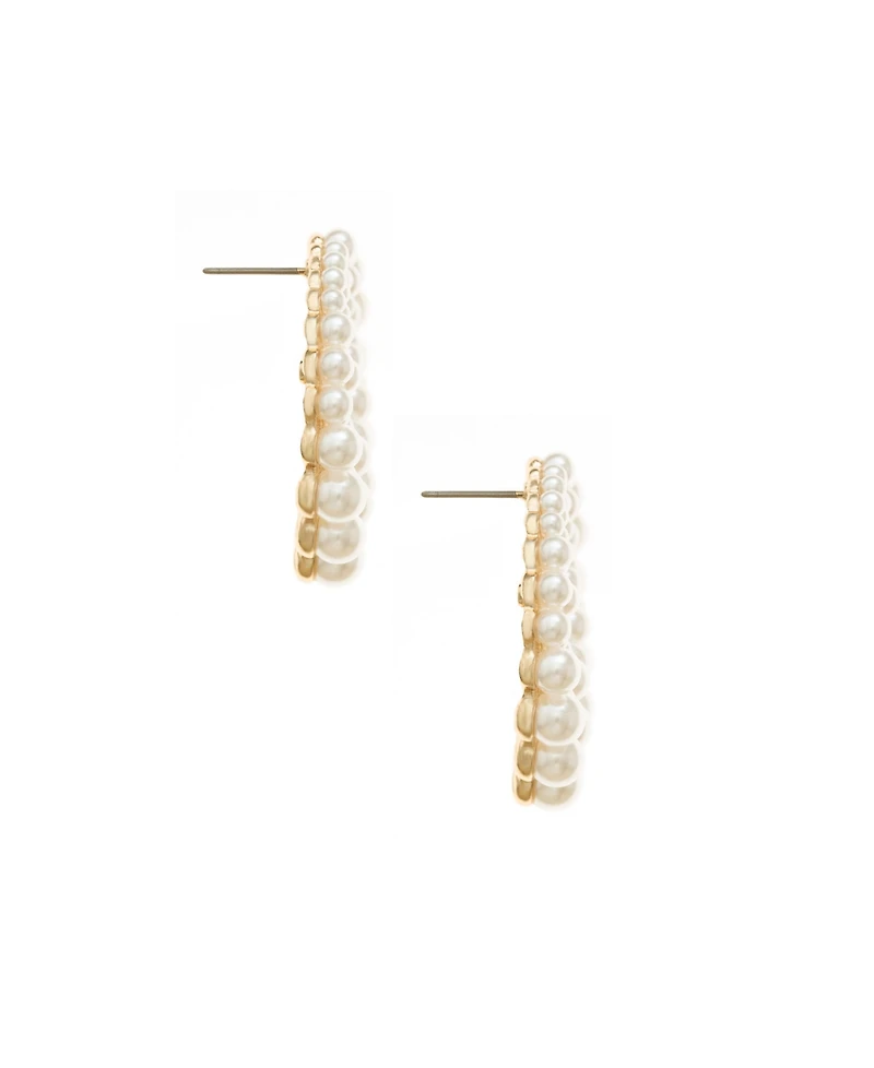 Ettika Blushing Imitation Pearl Earrings in 18K Gold Plating