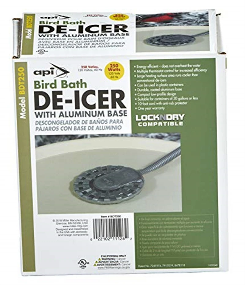 Api 250W Bird Bath De-Icer with Aluminum Base, Silver