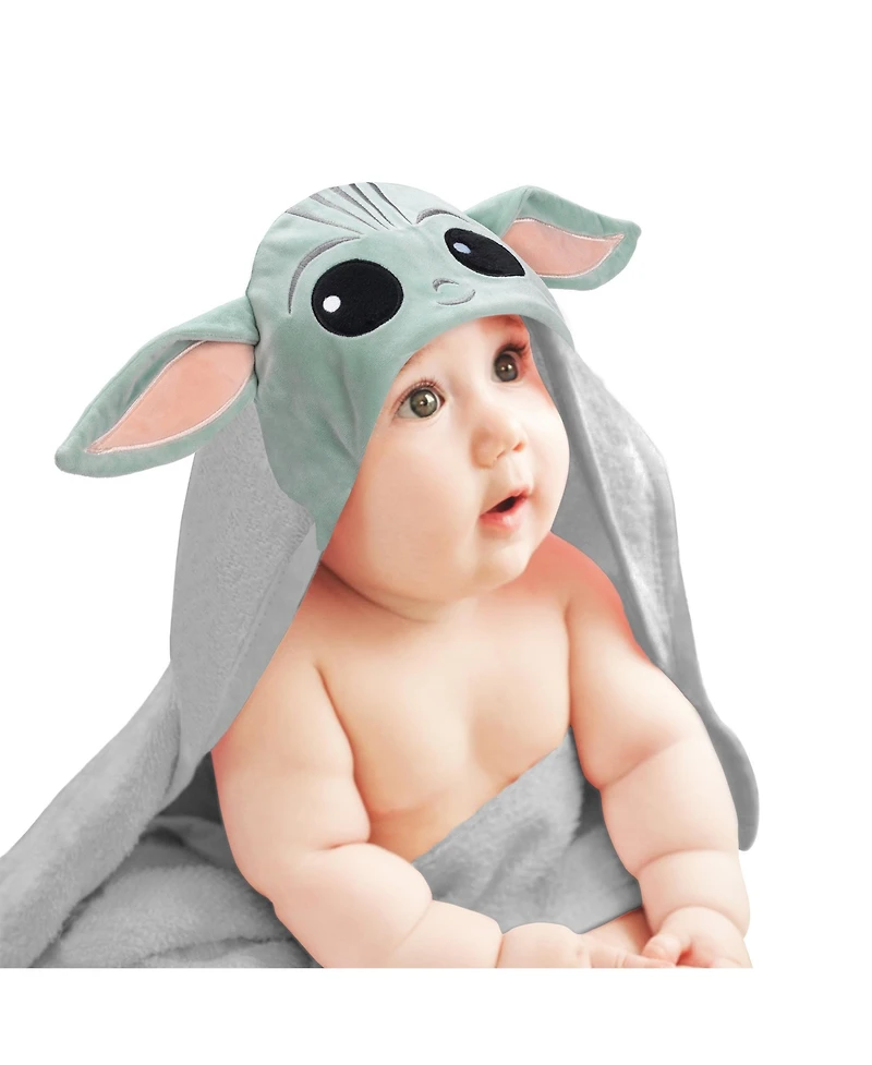 Lambs & Ivy Baby Boys Star Wars The Child/Baby Yoda/Grogu Gray Hooded Bath Towel