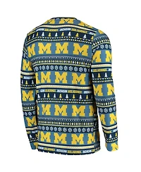 Men's Concepts Sport Navy Michigan Wolverines Ugly Sweater Knit Long Sleeve Top and Pant Set