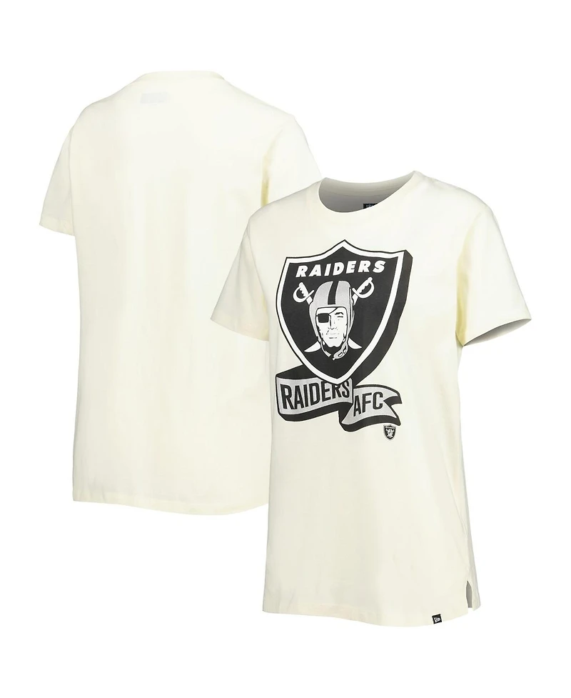 Women's New Era Cream Las Vegas Raiders Chrome Sideline T-shirt