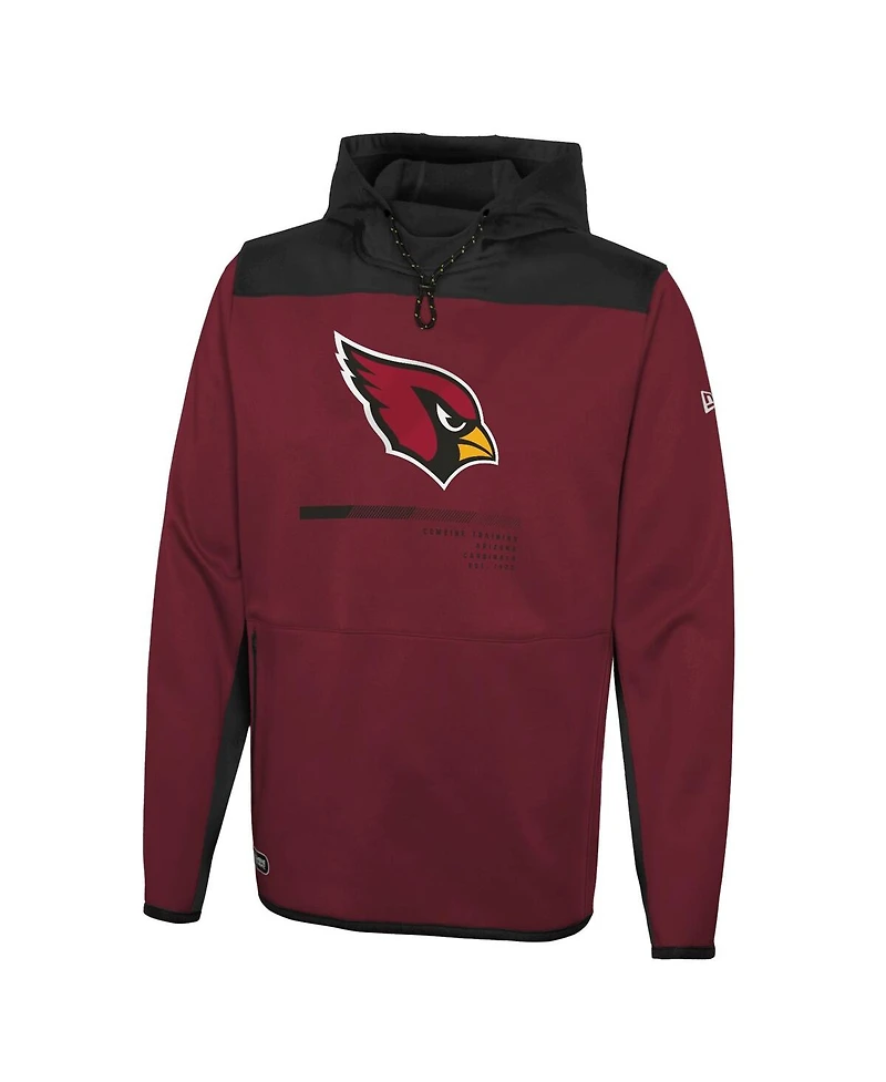Men's New Era Cardinal Arizona Cardinals Combine Authentic Hard Hitter Pullover Hoodie