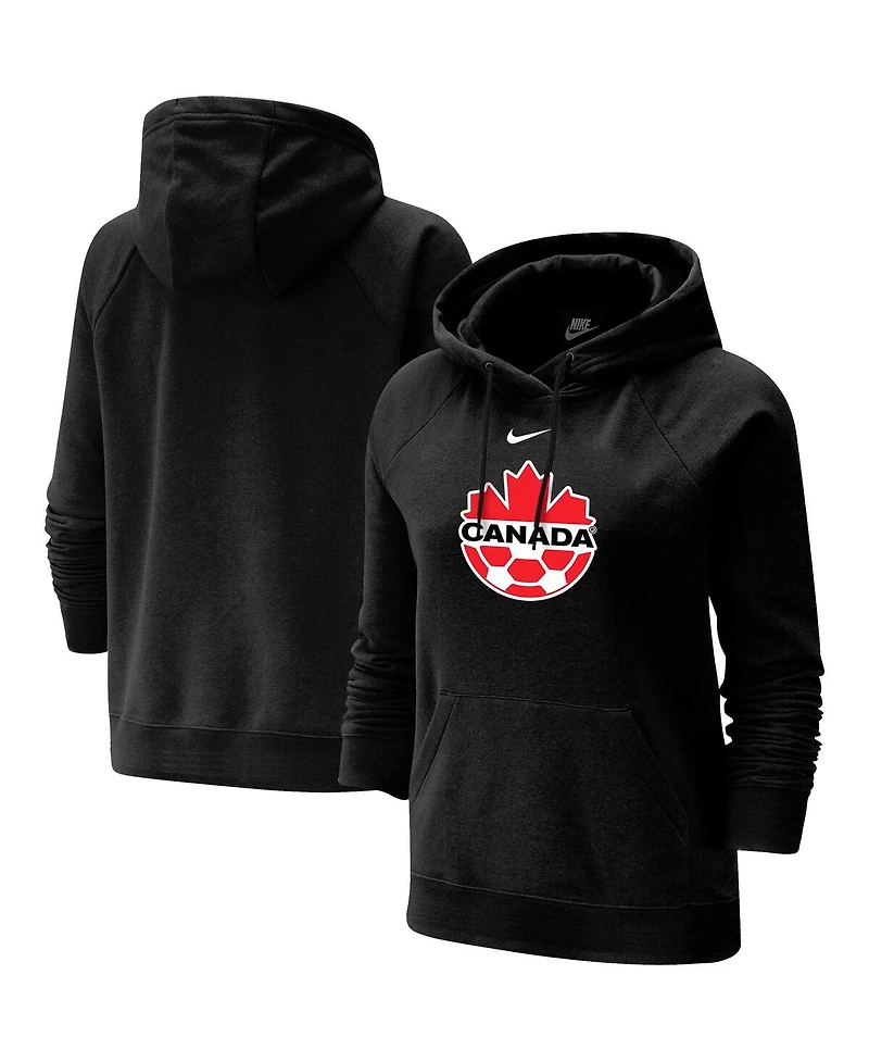 Women's Nike Black Canada Soccer Varsity Raglan Tri-Blend Pullover Hoodie