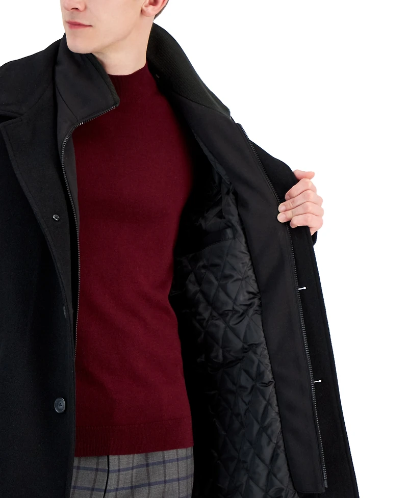 Calvin Klein Men's Classic Fit Black Wool Blend Overcoat