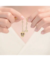 Sterling Silver Gold Plated Heart Paper Clip Chains Bracelet