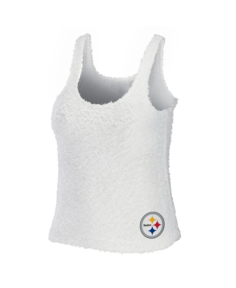 Women's Wear by Erin Andrews Cream Pittsburgh Steelers Cozy Scoop Neck Tank Top Pants Sleep Set