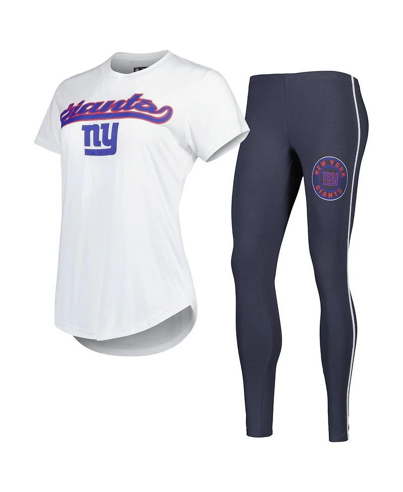Women's Concepts Sport White, Charcoal New York Giants Sonata T-shirt and Leggings Sleep Set