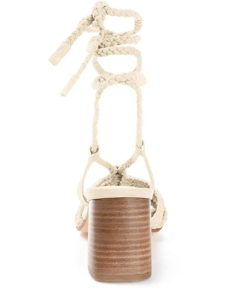 Journee Signature Women's Railee Braided Block Heel Sandals