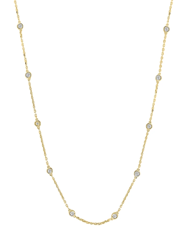 Effy Diamond Bezel 18" Station Necklace (1/4 ct. t.w.) in 14k Gold-Plated Sterling Silver