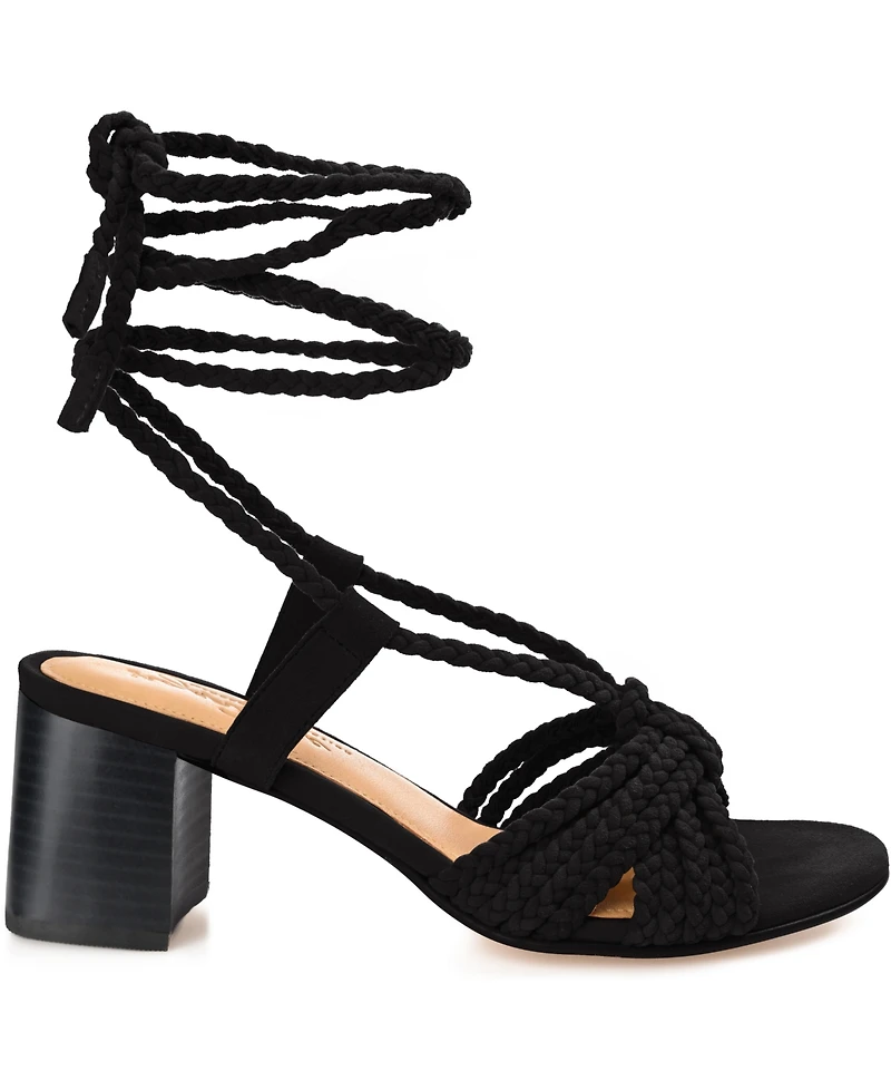 Journee Signature Women's Railee Braided Block Heel Sandals