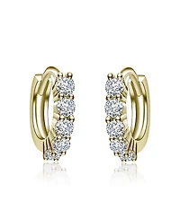 Rachel Glauber Elegant Extra Mini Huggie Hoop Earrings White Gold Plated or 14K