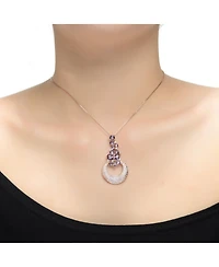Genevive Sterling Silver 18K Rose Gold Plated Clear and Purple Cubic Zirconia Pendant Necklace