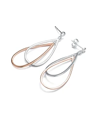 Classy Sterling Silver Two-Tone Pear Dangling Earrings