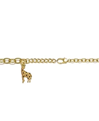 14k Yellow Gold Plated with Fancy Cubic Zirconia Giraffe Dangle Charm Bracelet in Sterling Silver