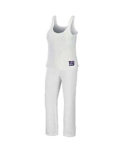 Women's Wear by Erin Andrews Cream New York Giants Cozy Scoop Neck Tank Top Pants Sleep Set