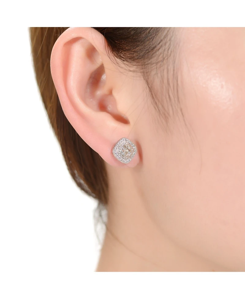 White Gold Plated Cubic Zirconia Stud Earrings