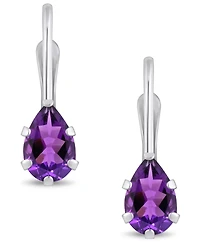 Macy's Gemstone Leverback Earrings 10K White Gold