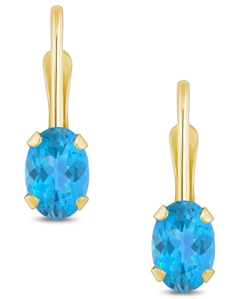 Macy's Gemstone Leverback Earrings 10K Yellow Gold