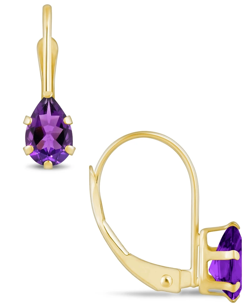 Macy's Gemstone Leverback Earrings 10K Yellow Gold