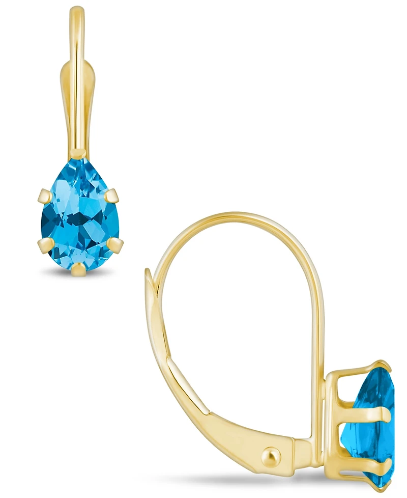 Macy's Gemstone Leverback Earrings 10K Yellow Gold