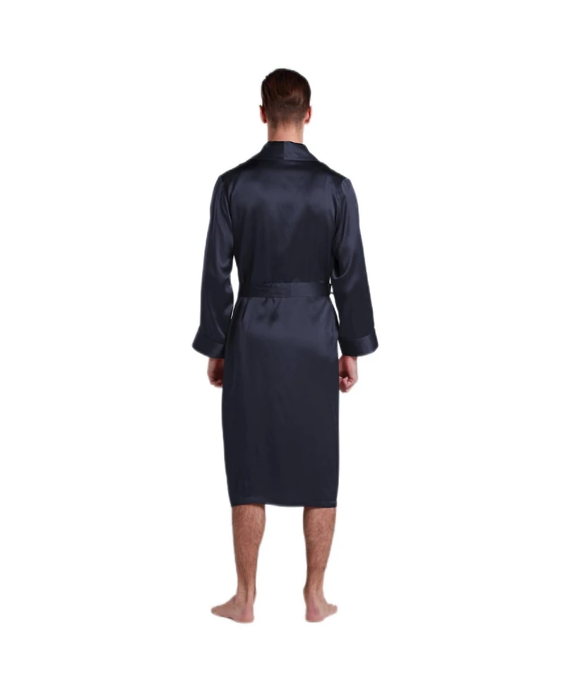 Lilysilk Men's Lapel Collar Long Silk Robe For Men