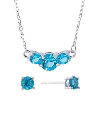 Gianni Bernini 2-Piece Crystal Frontal Stud Necklace Set (1.35 ct. t.w.) Sterling Silver