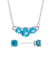 Gianni Bernini 2-Piece Crystal Frontal Stud Necklace Set (1.35 ct. t.w.) Sterling Silver