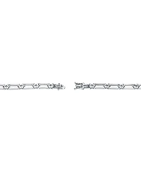 Sterling Silver with White Cubic Zirconia Flower Design Bracelet