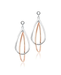 Classy Sterling Silver Two-Tone Pear Dangling Earrings