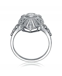 Sterling Silver Clear Round Cubic Zirconia Filigree Ring