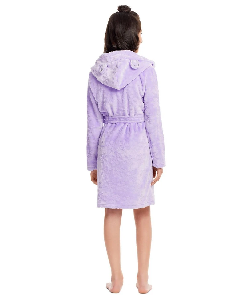 Jellifish Kids Toddler|Child Girls Plush Bath Robe Hooded Flannel Fleece Sleep Sleepwear