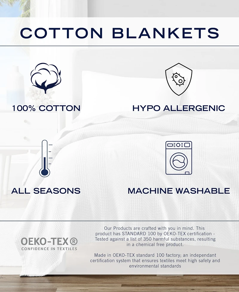 Nautica Chevron Stripe Yarn Dye Cotton Blanket, King