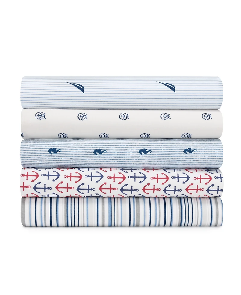 Nautica Audley Cotton Percale 3-Piece Sheet Set, Twin Xl