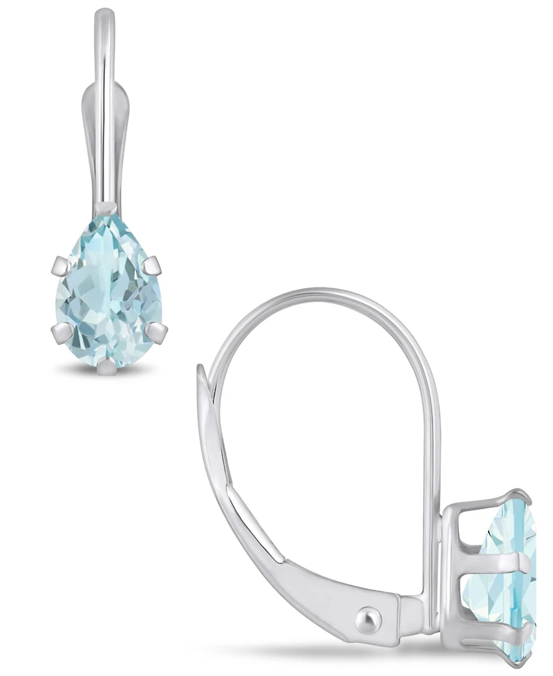 Macy's Aquamarine (3/4 Ct. T.w.) Leverback Earrings in 10K Yellow Gold or White Gold