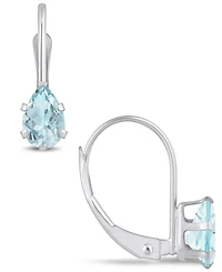 Macy's Aquamarine (3/4 Ct. T.w.) Leverback Earrings in 10K Yellow Gold or White Gold