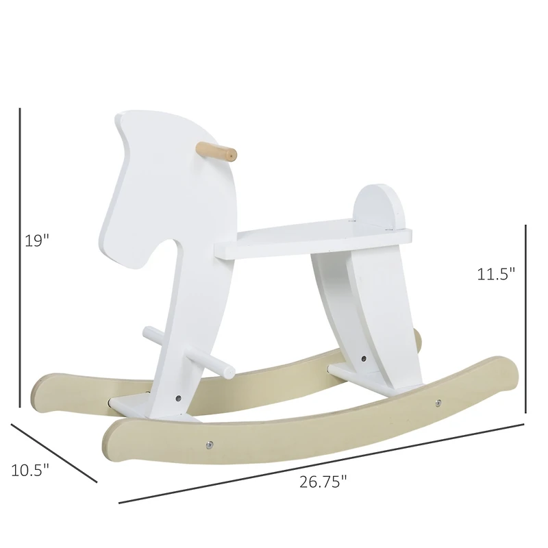 Qaba Wooden Rocking Horse Toddler Baby Ride-on Toys for Kids 1-3 Years