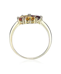 Yellow Gold Plated Multi Colored Cubic Zirconia Heart Setting Ring