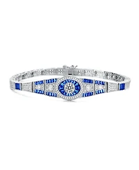 Sterling Silver White Gold Plated with Blue Cubic Zirconia's Bracelet