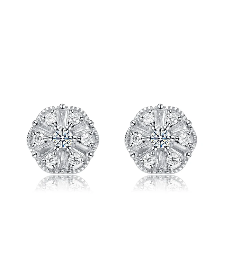 White Gold Plated Cubic Zirconia Stud Earrings